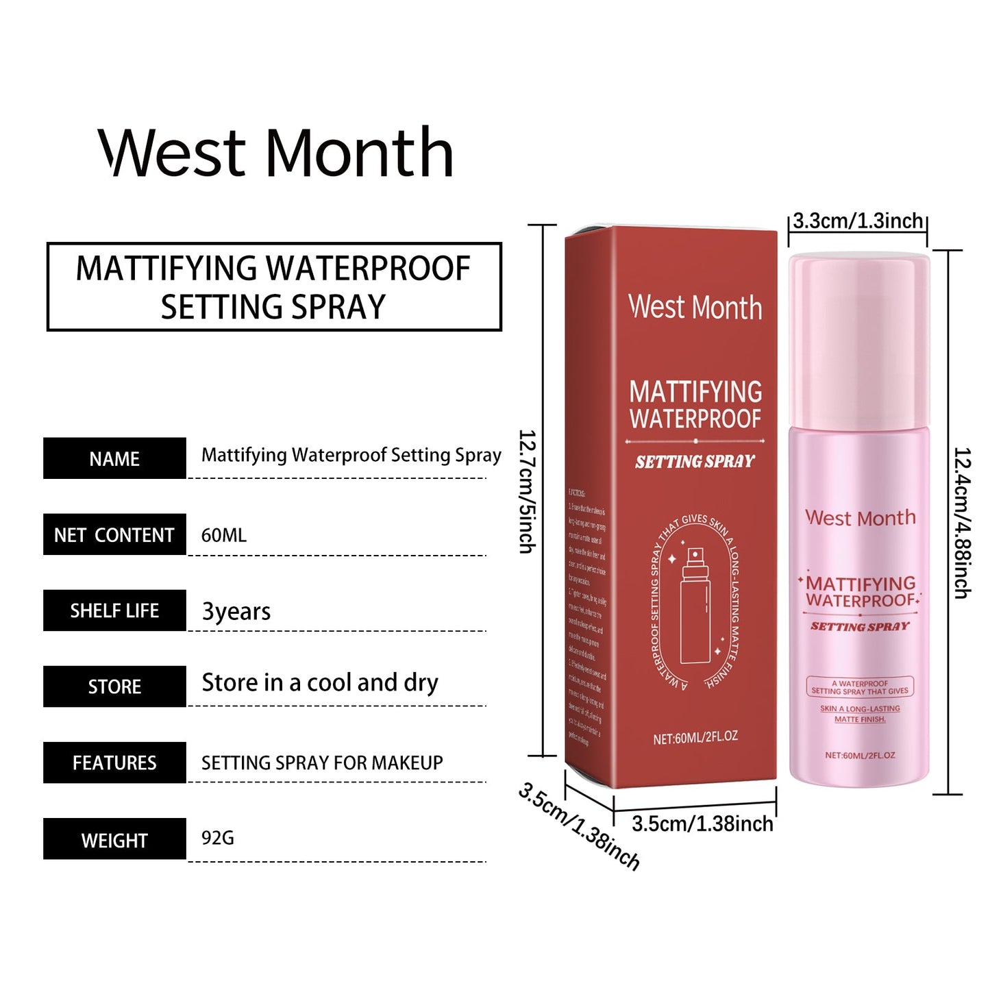 Matte Moisturizing Setting Spray — Moisturizing Gentle Care Makeup Long-lasting Matte Make-up fixer spray