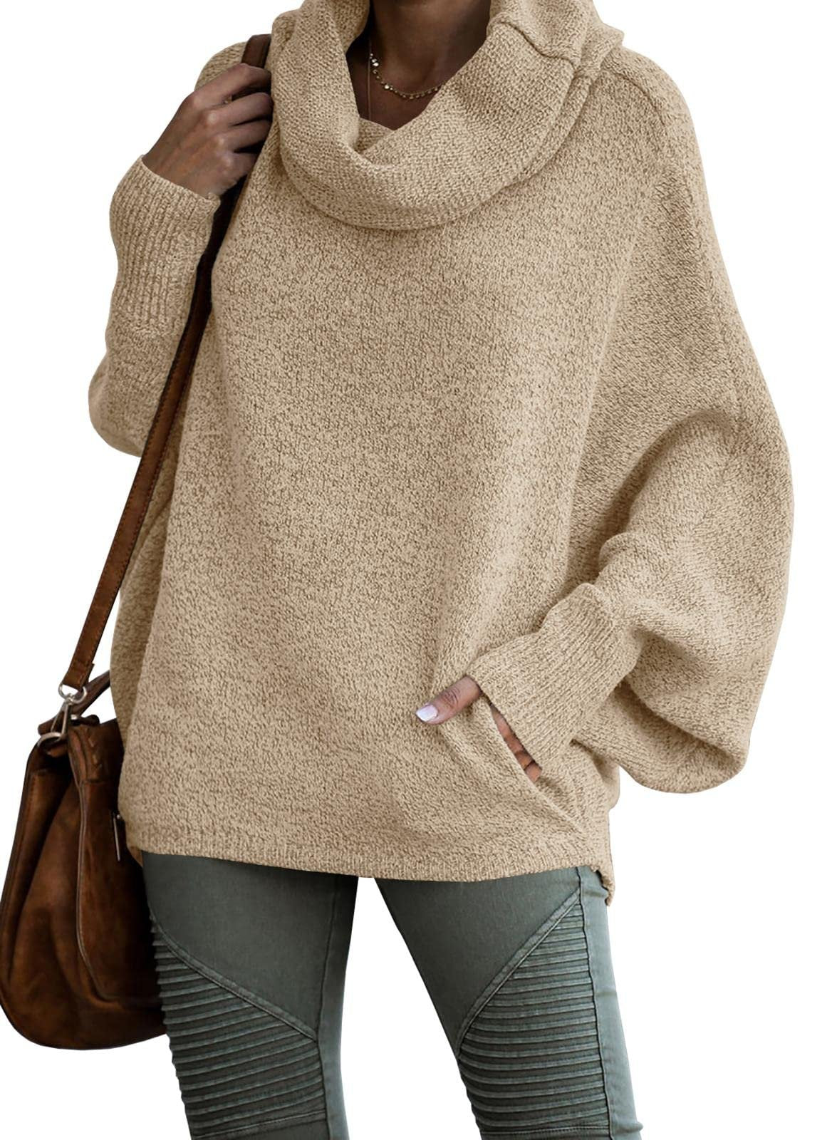 ✨Women's Cowl Neck Pullover Sweaters with Pockets (Buy 2 Free Shipping)